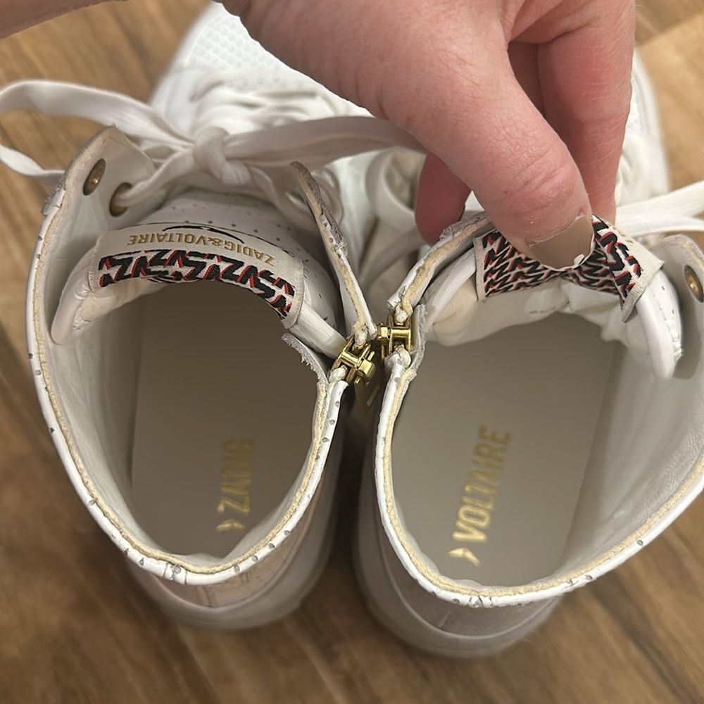 Zadig and Voltaire High Flash White Hightop Sneakers Size 9.5 NWOT - Picture 9 of 9